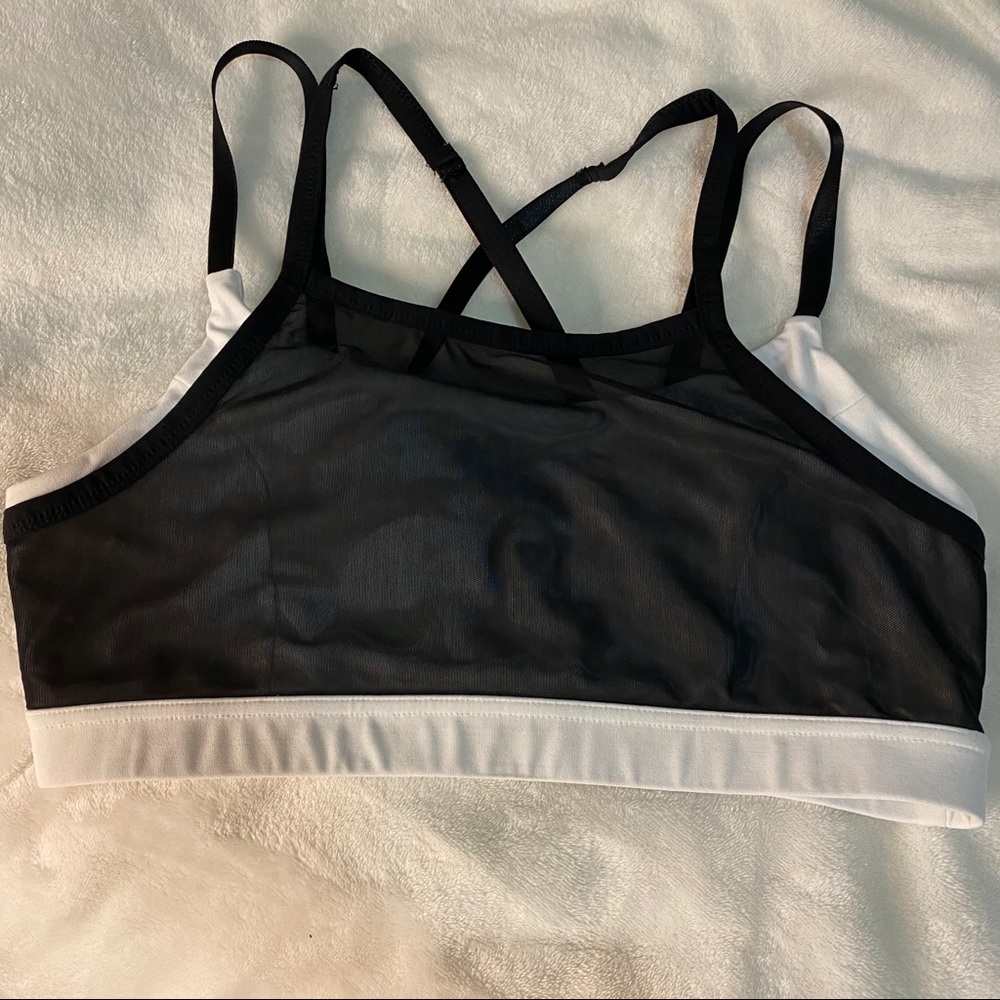Black and white mesh sports bra size L